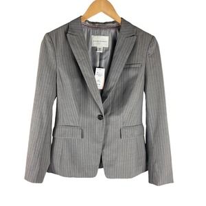 Banana Republic Womens Gray Striped Notch Lapel Collar Single Breasted Blazer 6P